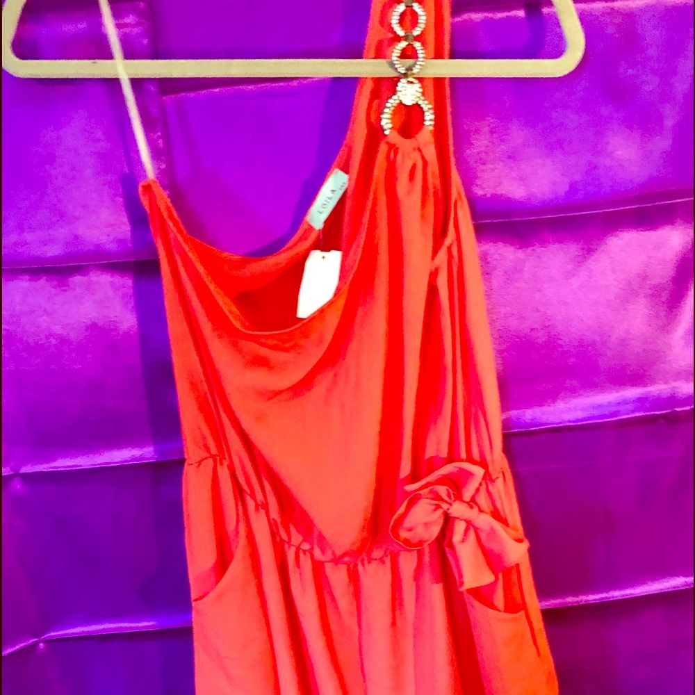 New with tags orange one sleeve Loila top